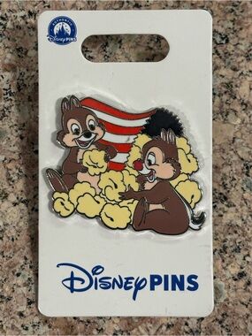 Chip and Dale with Popcorn Disney Pin